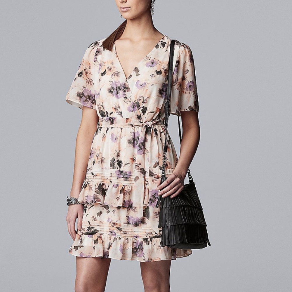 Simply Vera Vera Wang Ruffle Faux-Wrap Dress Size XL